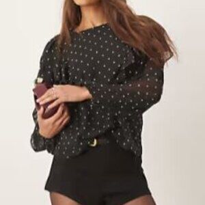 Nobody's Child Finola ruffle blouse in polka dot